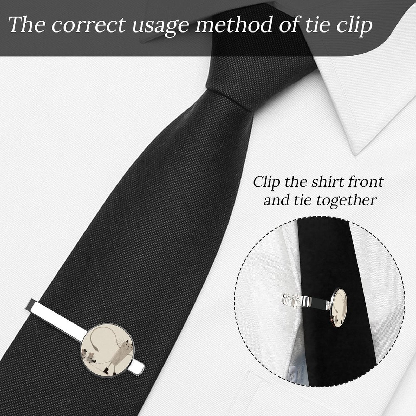 Personalized Picture Tie Clip Set (2PC) Custom Diff Designs 5.5x2.2cm-larkway tradelink