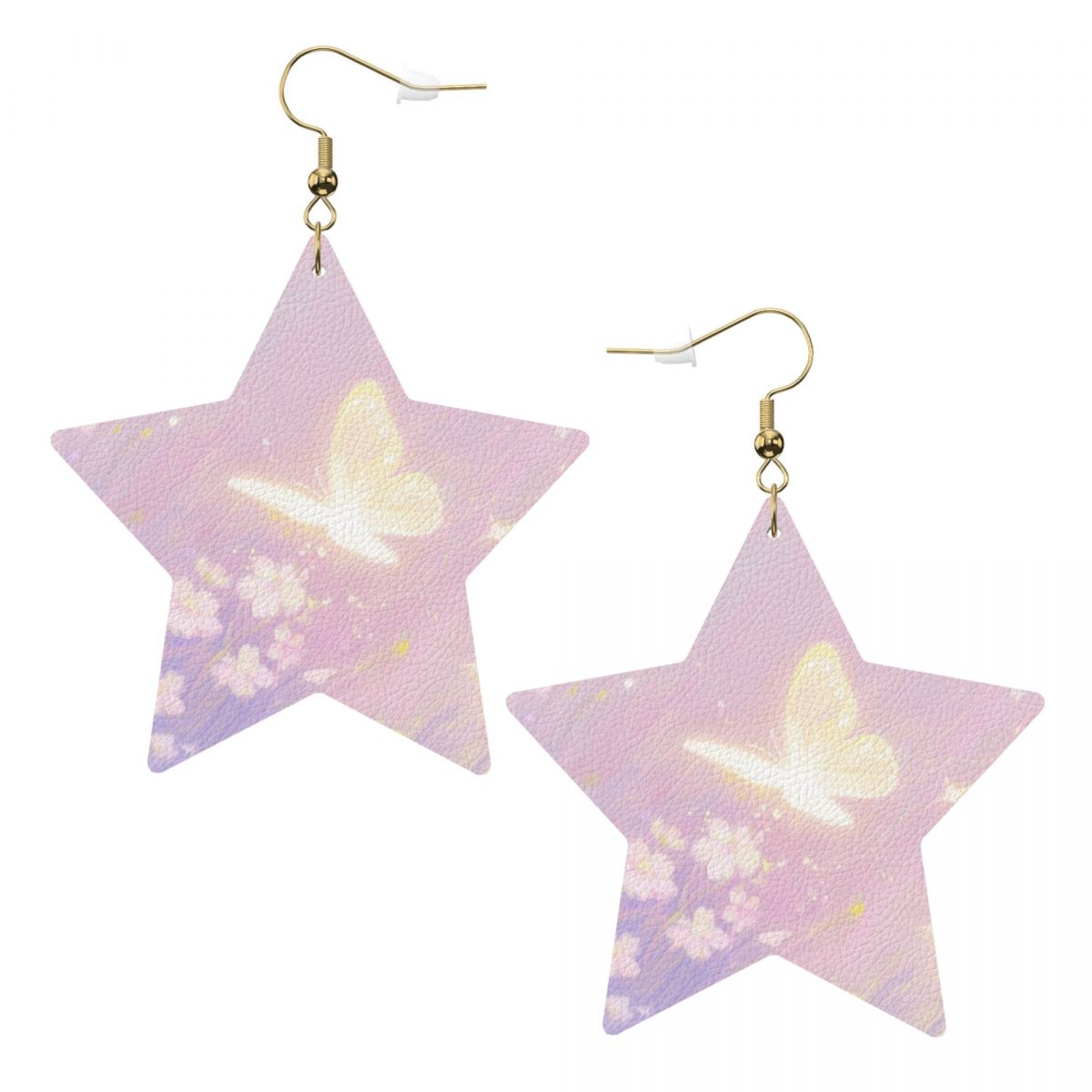 Custom Leather Star Earrings Personalized Picture Studs-larkway tradelink
