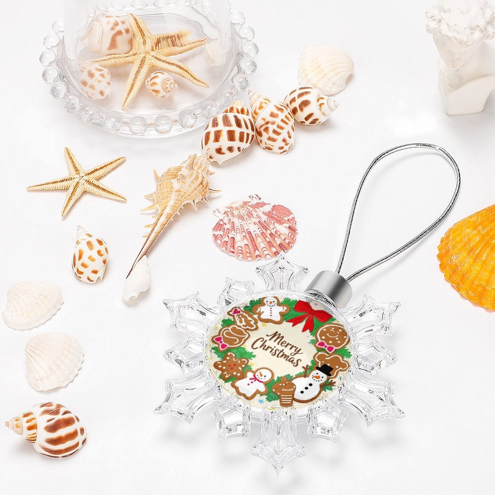 Custom Photo Snowflake Christmas Ornament Personalized Pendant Decoration-larkway tradelink