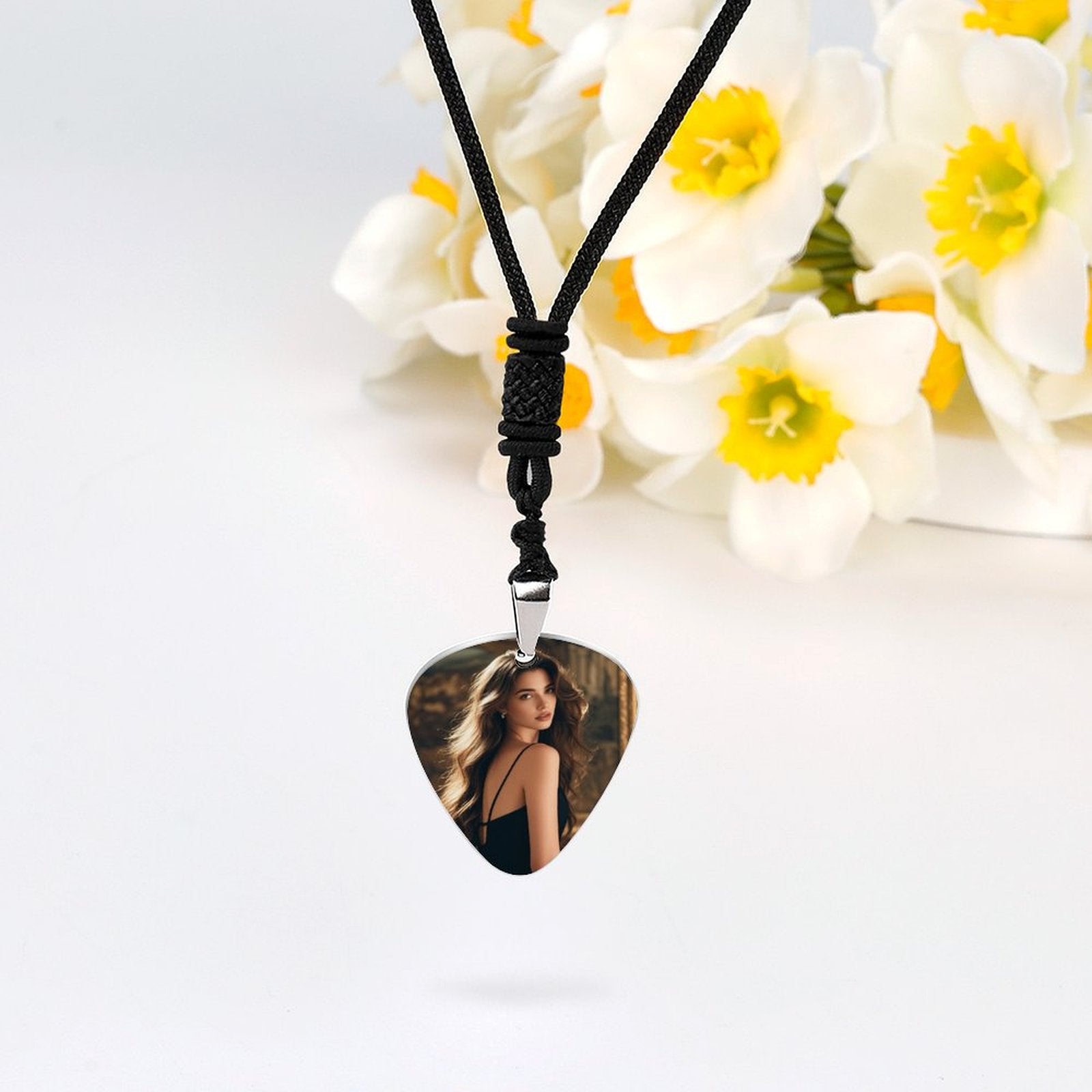 Custom Photo Guitar Pick Necklace Personalized Titanium Stainless Steel Pendant-larkway tradelink