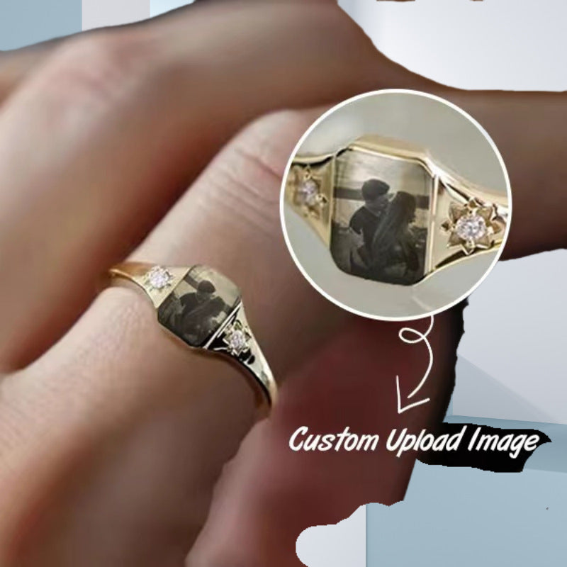 Personalized Color Printed Photo Ring Custom Gift For Lovers-larkway tradelink