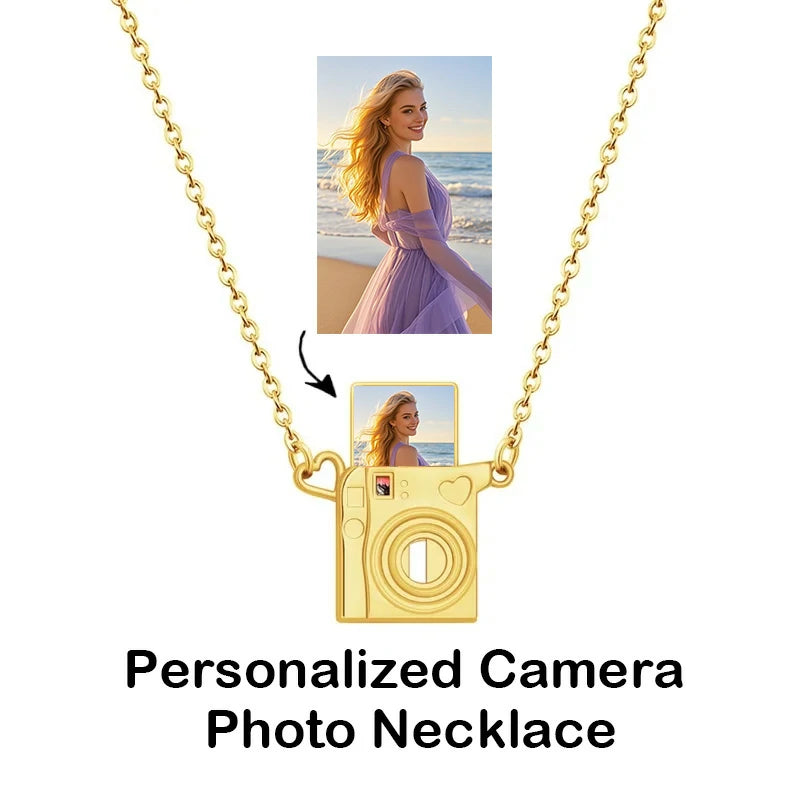 Personalized Camera Photo Locket Necklace Custom Envelope Picture Necklace for Women Mother Pet Birthday Memorial Jewelry Gift-larkway tradelink