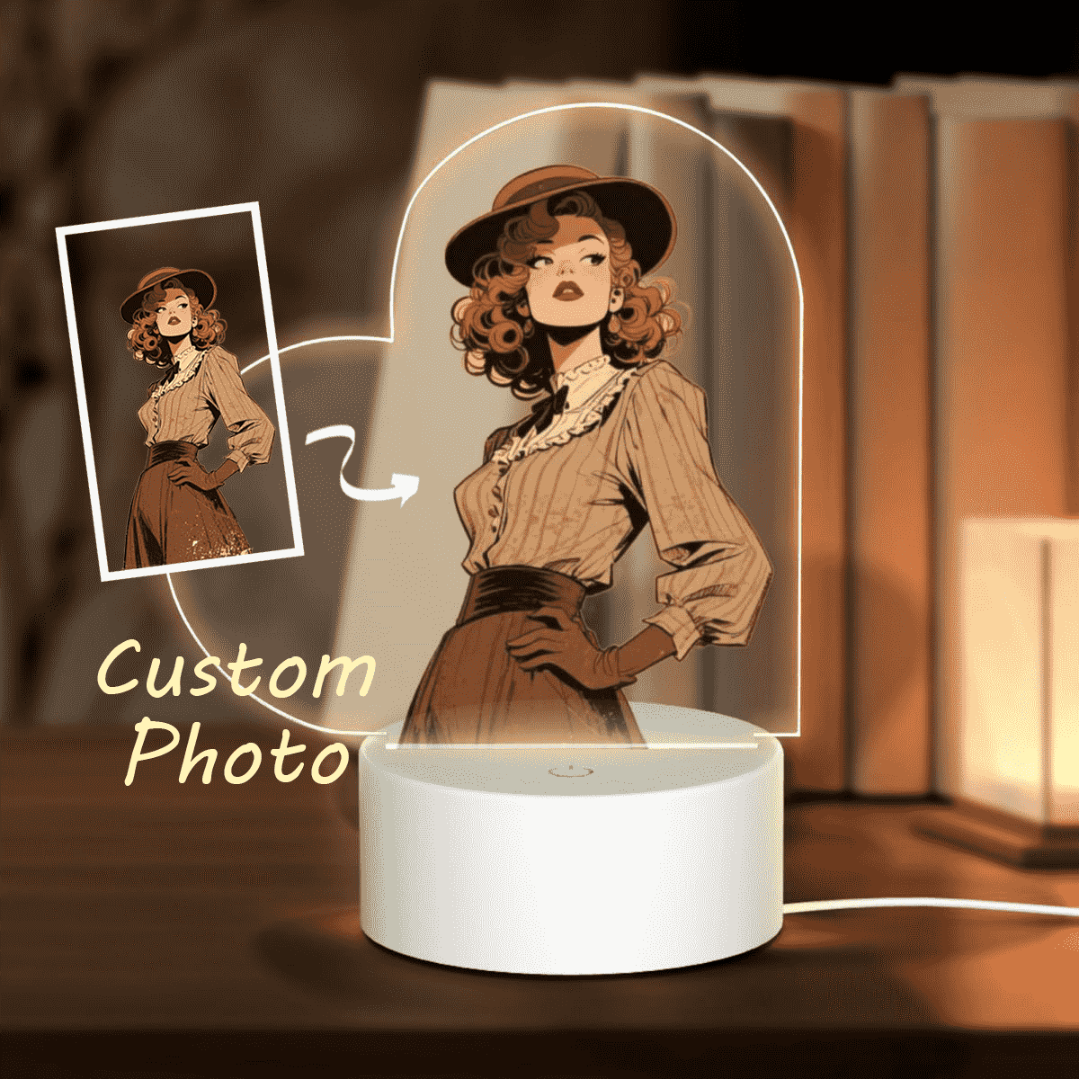 Personalized Photo Heart Acrylic Night Light 3 Light Modes Custom Decor Touch Control Soft Glow-larkway tradelink