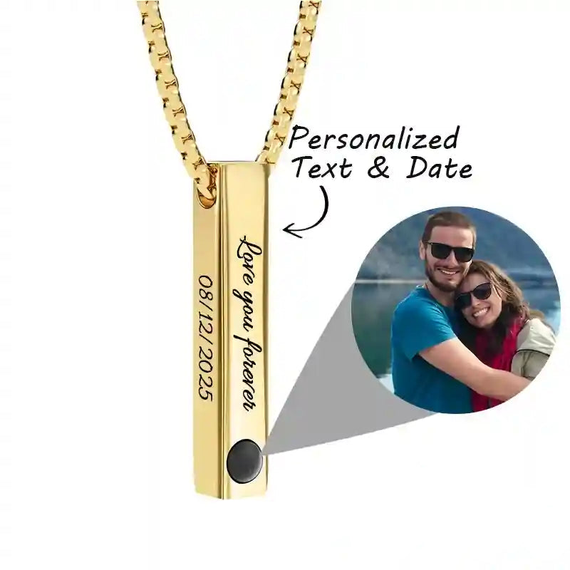 Custom Photo Projection Bar Necklace Picture Personalized Necklace Customized Photo Pendant Necklaces with Picture Jewelry Gift-larkway tradelink
