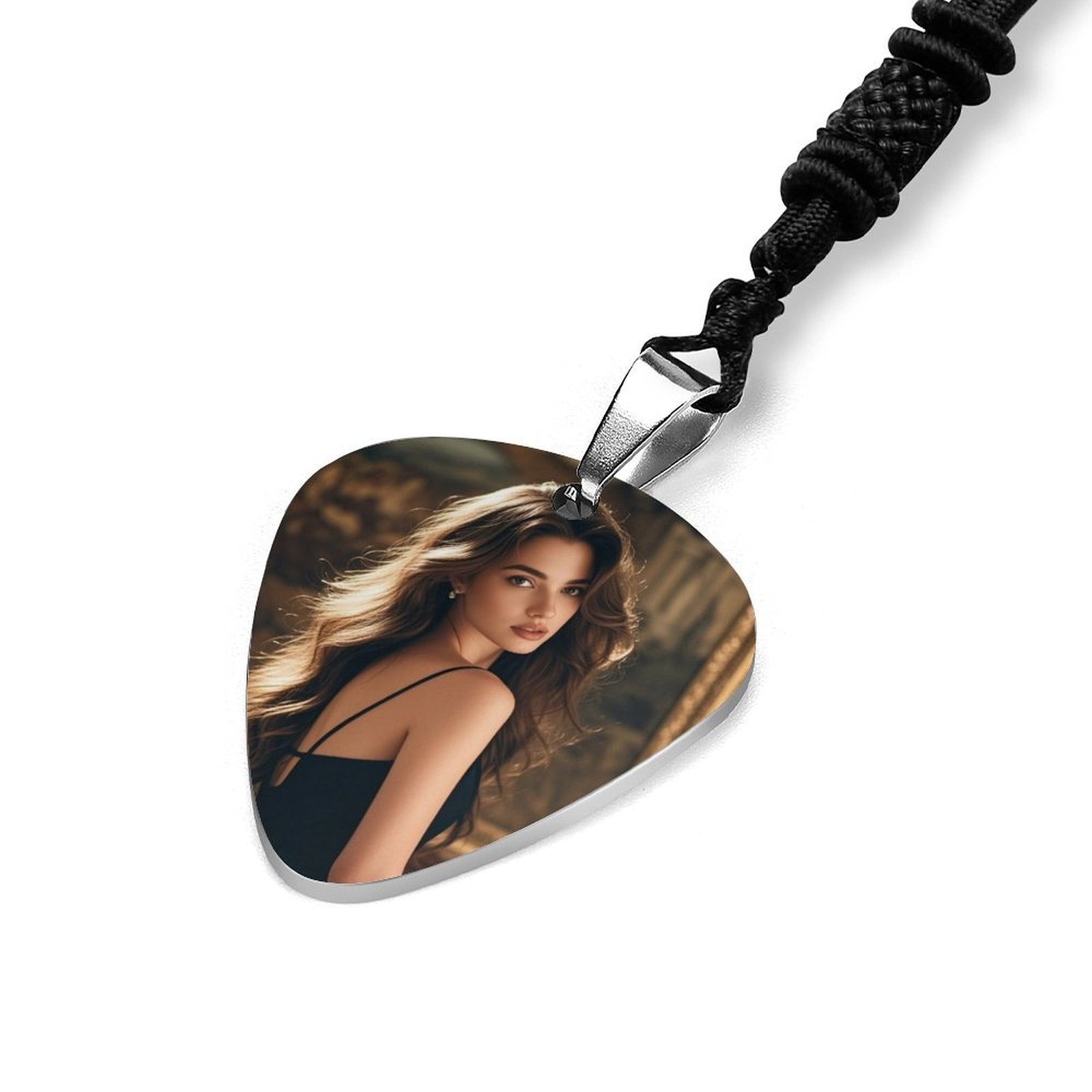 Custom Photo Guitar Pick Necklace Personalized Titanium Stainless Steel Pendant-larkway tradelink