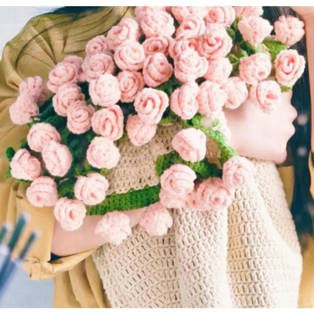 Hand-Knitted Rose Blanket DIY Kit & Ready-Made Gift for Mother's Day Valentine's Day-larkway tradelink