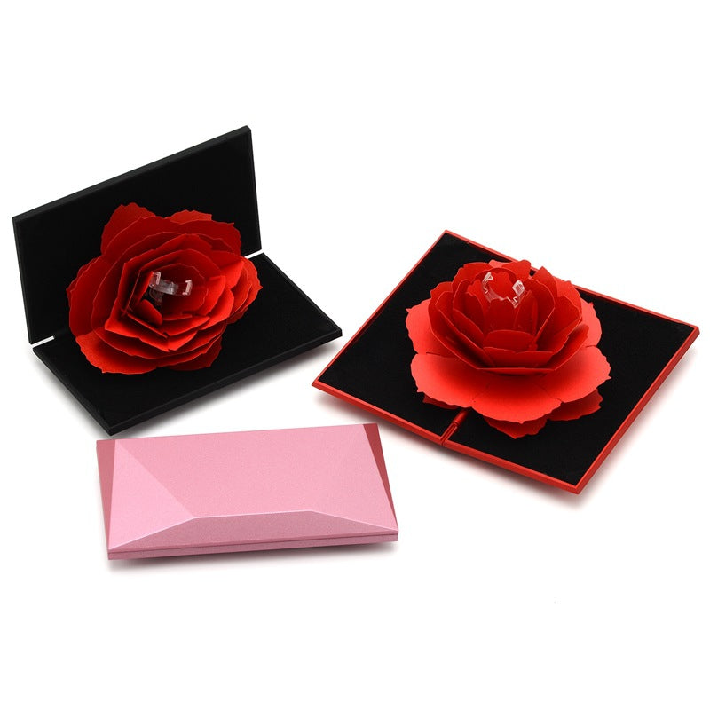 Rotating Rose Flower Ring Box Adjustable Creative Ring Box-larkway tradelink