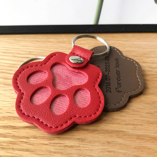 Custom Text Dog Paw Leather Keychain Personalized Pet Hair Storage Keychain Gift-larkway tradelink