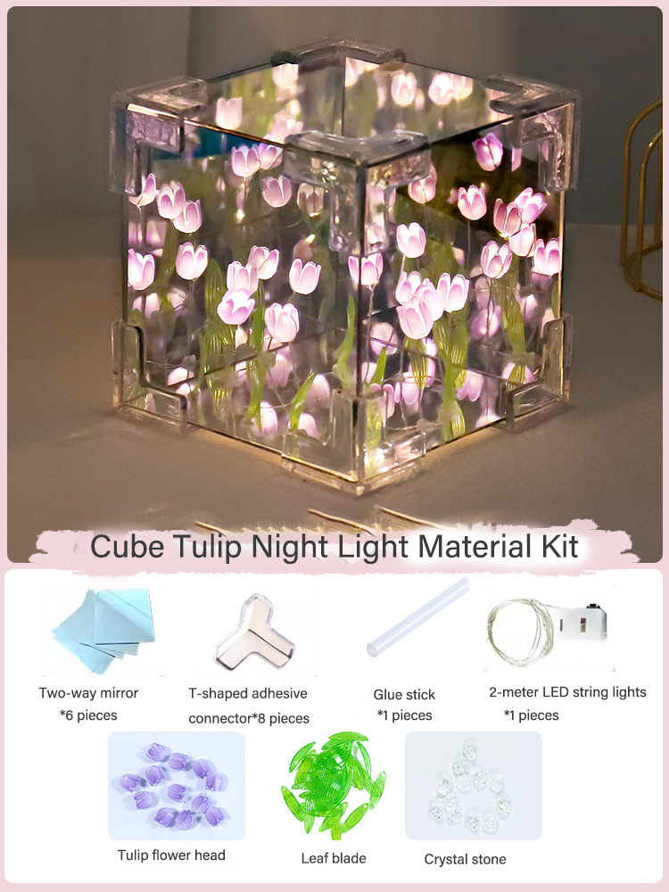 DIY Flower Night Light Cube Gift Decoration-larkway tradelink