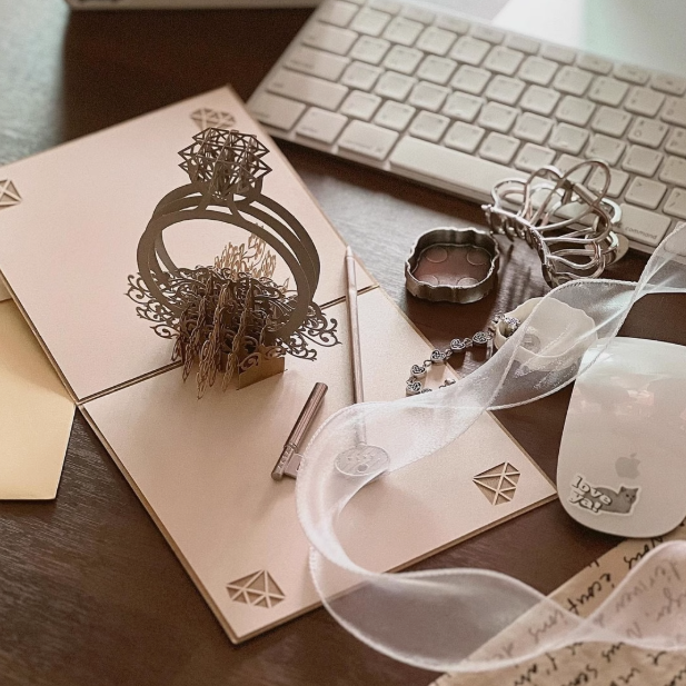 3D Card Creative Diamond Ring Wedding Pop Up Greeting Card-larkway tradelink