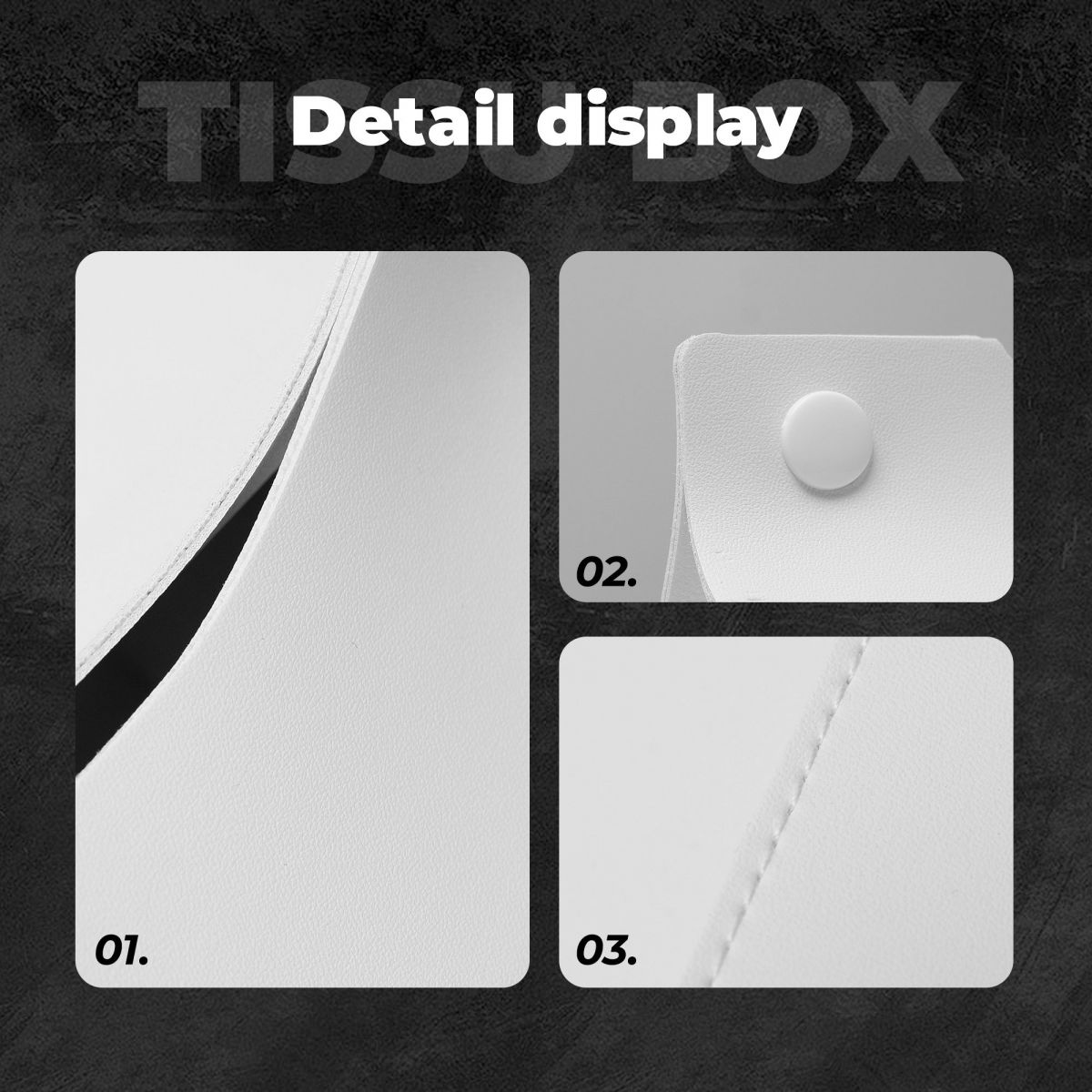 Custom Picture Long Leather Tissue Case Waterproof & Foldable Personalized Tissue Box Cover-larkway tradelink