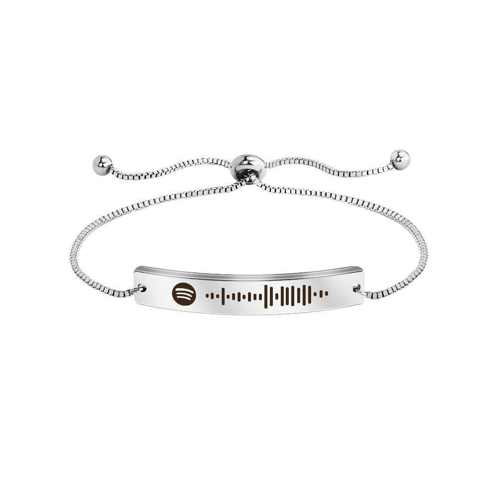 Personalized Stainless Steel Bracelet Customized Engraved Scannable Music Code Gift-larkway tradelink