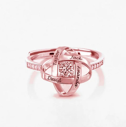 Personalized Clover Ring Custom Engravable 4 Names Copper Open Band for Gift-larkway tradelink