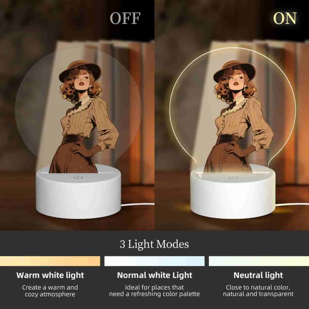 Personalized Picture Round Acrylic Night Light 3 Light Modes Custom Decor Touch Control Soft Glow-larkway tradelink