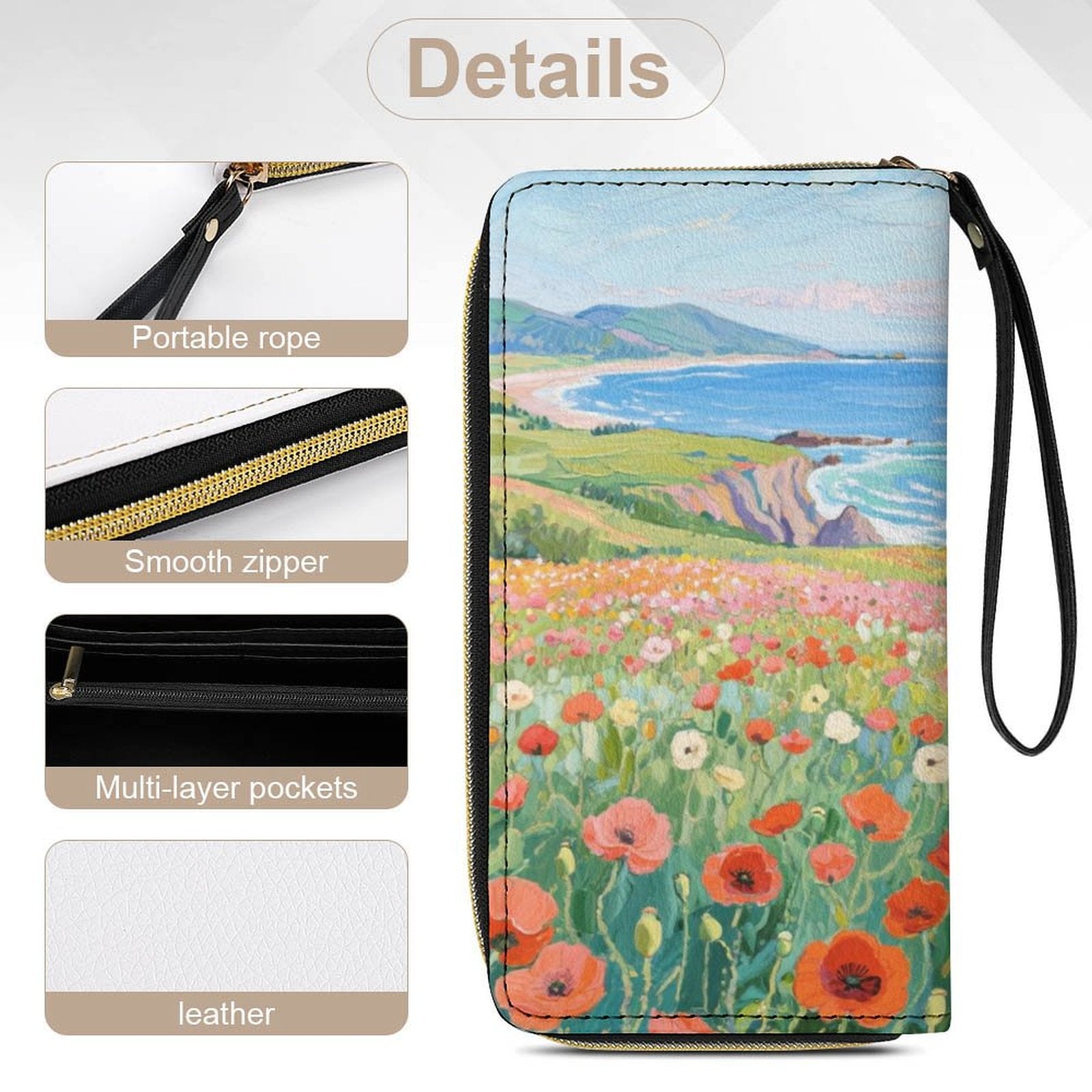 Custom Photo Leather Wallet Personalized Wallet With Lanyard Double Sided Design-larkway tradelink