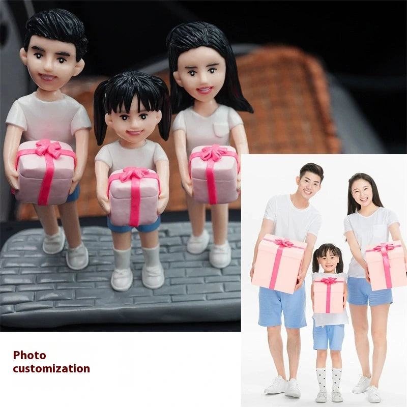 Personalized Photo Vehicle Bobblehead Doll Ornament Customized Dashboard Car Decor 13 cm-larkway tradelink