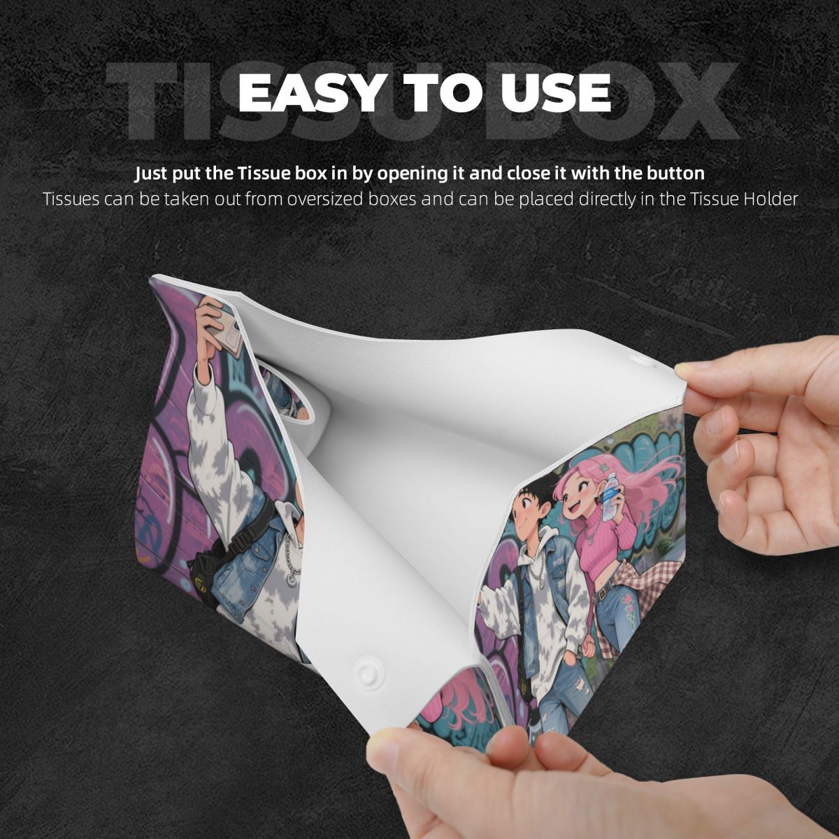 Custom Picture Long Leather Tissue Case Waterproof & Foldable Personalized Tissue Box Cover-larkway tradelink