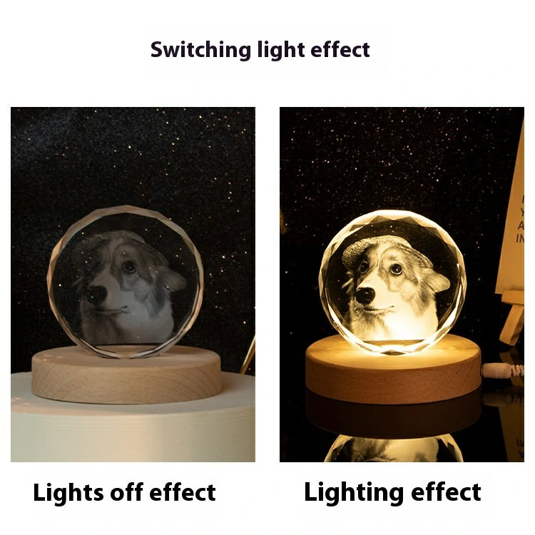 Personalized Crystal Photo and Text Desktop Decor Custom Photo Night Light Optional Crystal Shapes-larkway tradelink