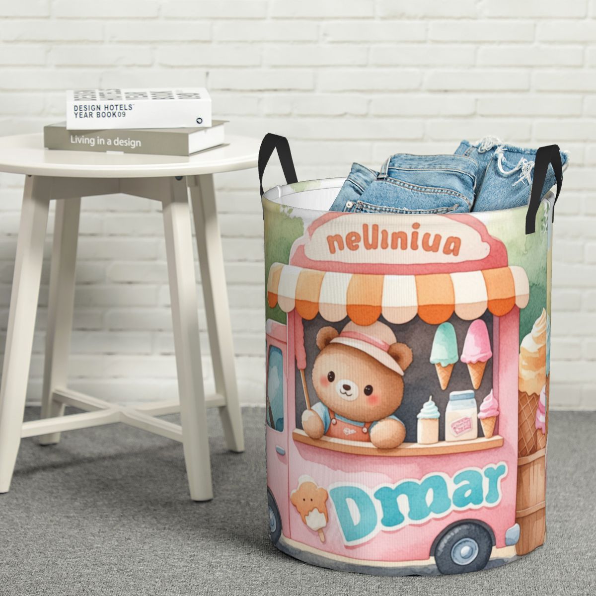 Custom Photo Round Laundry Hamper Waterproof Oxford Fabric-larkway tradelink