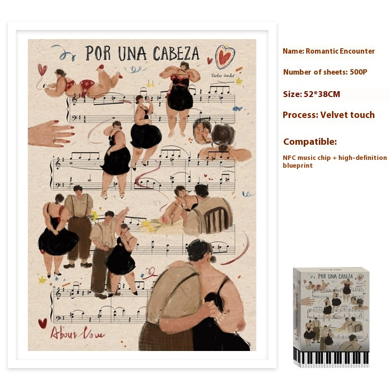 NFC Music Jigsaw Puzzle 500 Pieces Framed Scan to Play Songs Decompression Gift-larkway tradelink