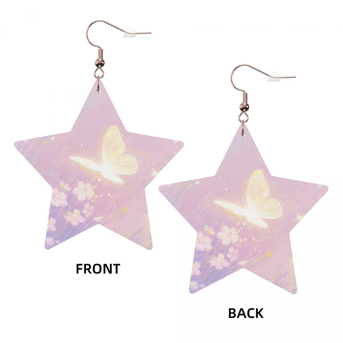 Custom Leather Star Earrings Personalized Picture Studs-larkway tradelink
