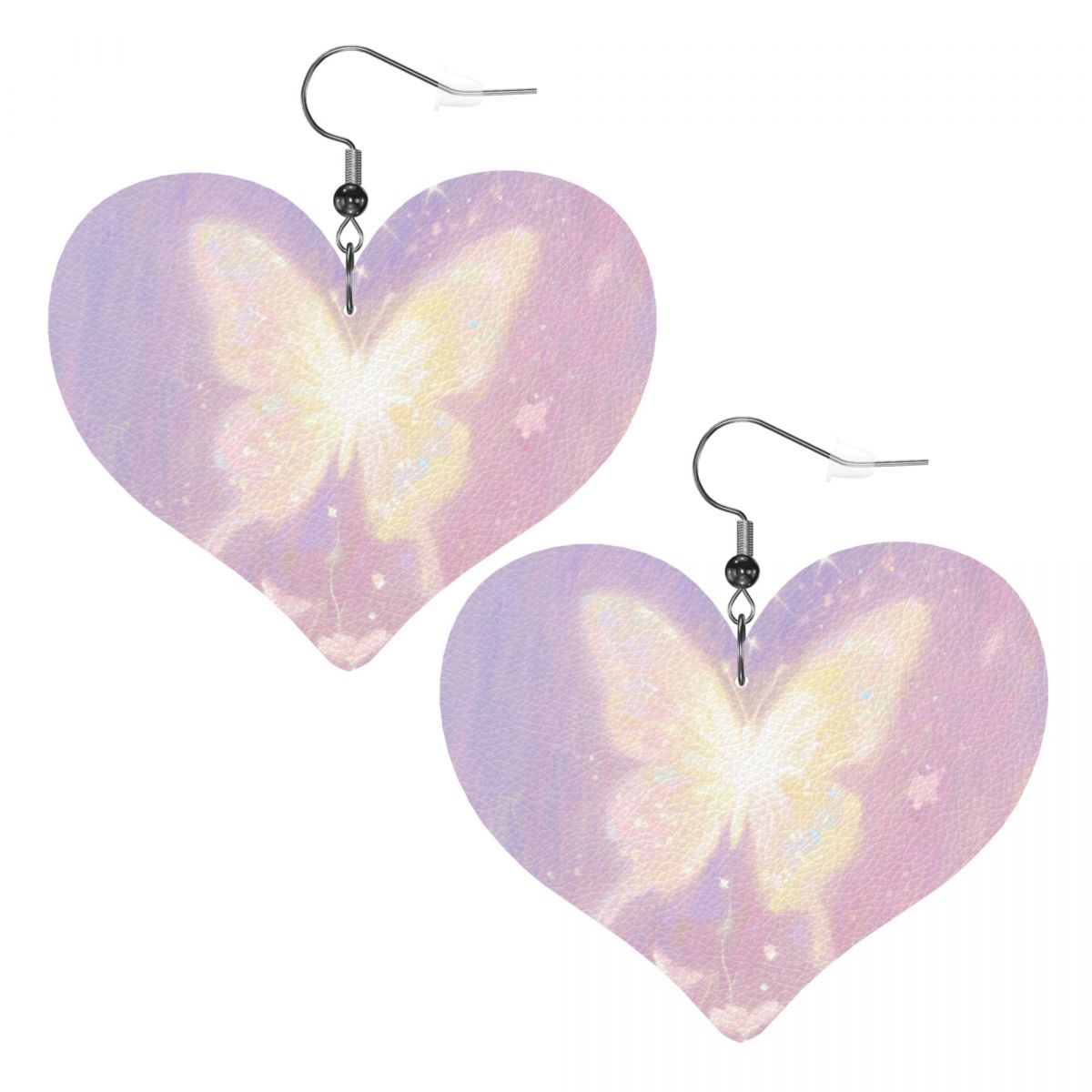 Custom Leather Heart Earrings Personalized Picture Studs-larkway tradelink