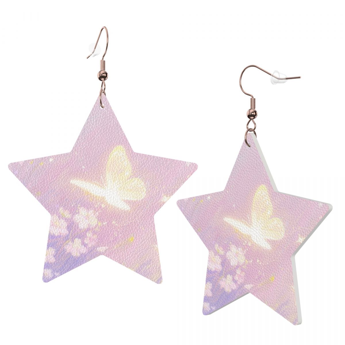 Custom Leather Star Earrings Personalized Picture Studs-larkway tradelink