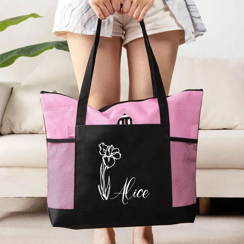 Personalisierte Tragetasche mit Geburtsblumen