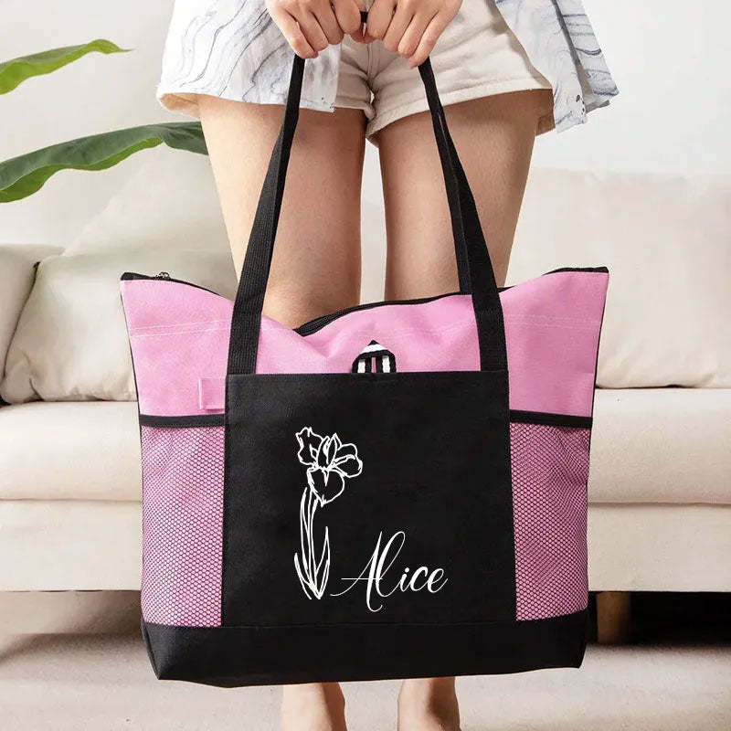 Personalisierte Tragetasche mit Geburtsblumen