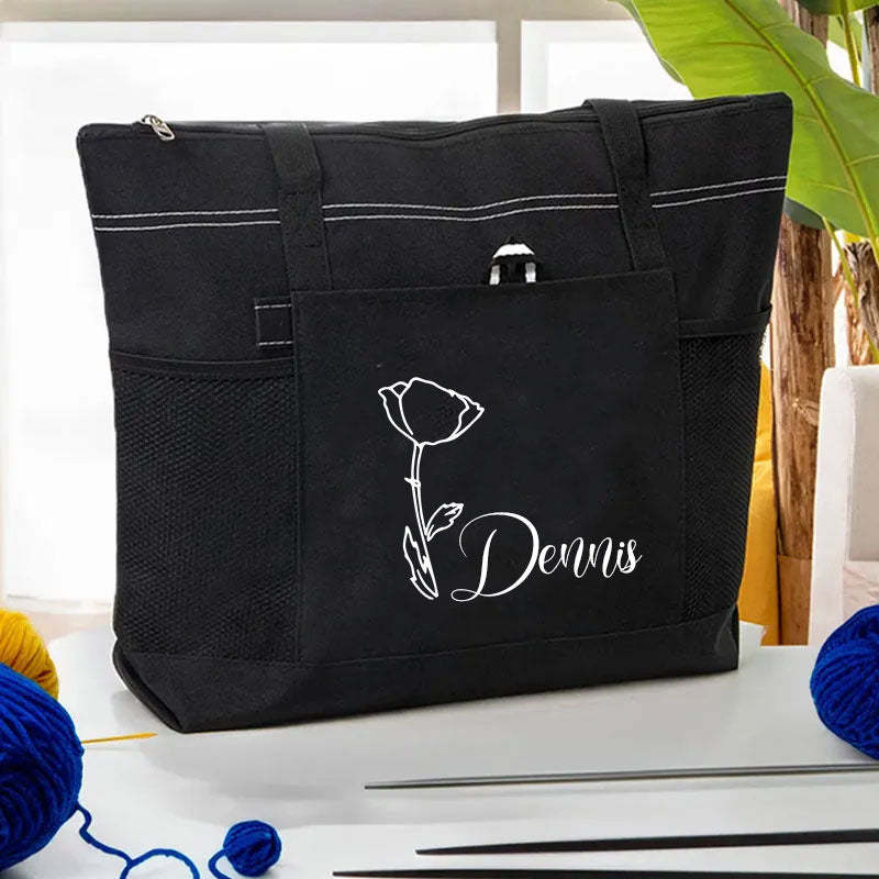 Personalisierte Tragetasche mit Geburtsblumen