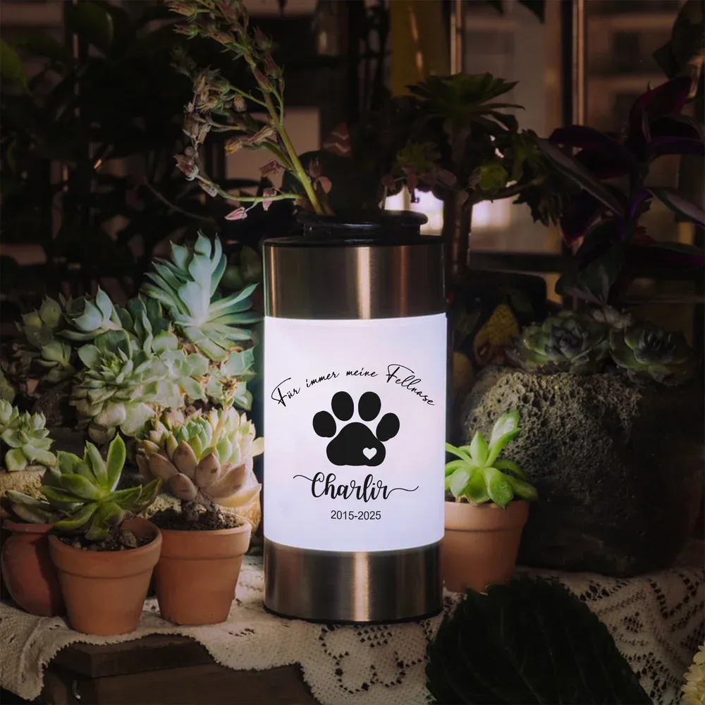 Personalisiertes Hund Katze Pfotenabdruck Wasserdichtes Solar Gartenlicht mit Namen Text Jahr Garten Deko Andenken Geschenk für Haustiertrauernde