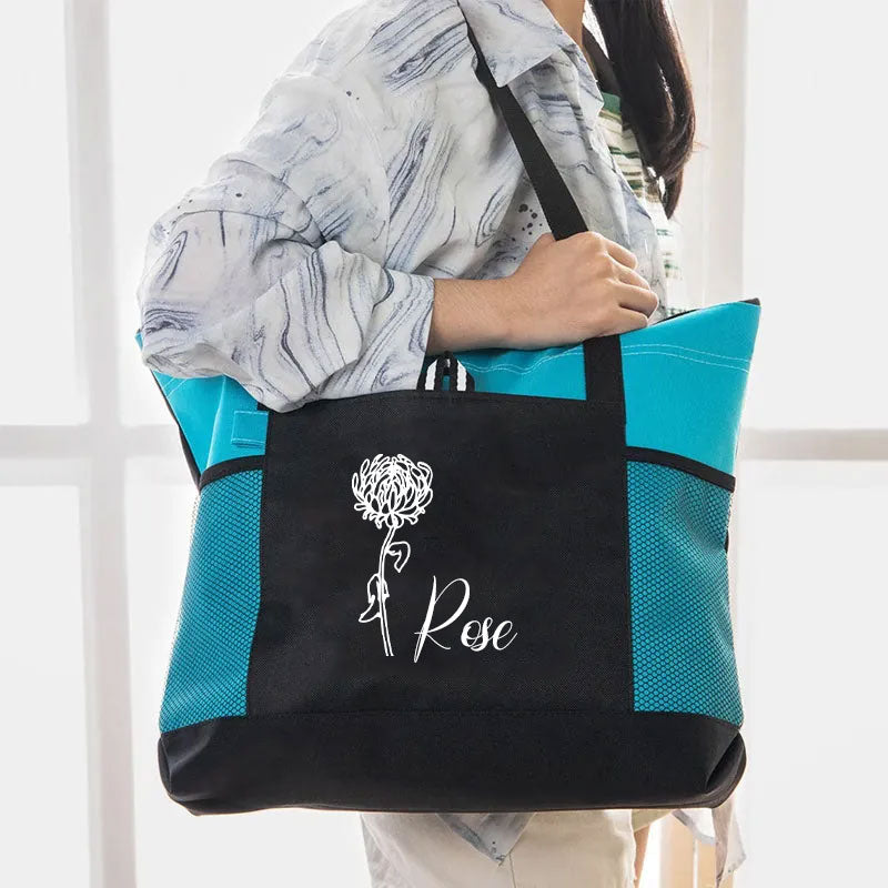 Personalisierte Tragetasche mit Geburtsblumen