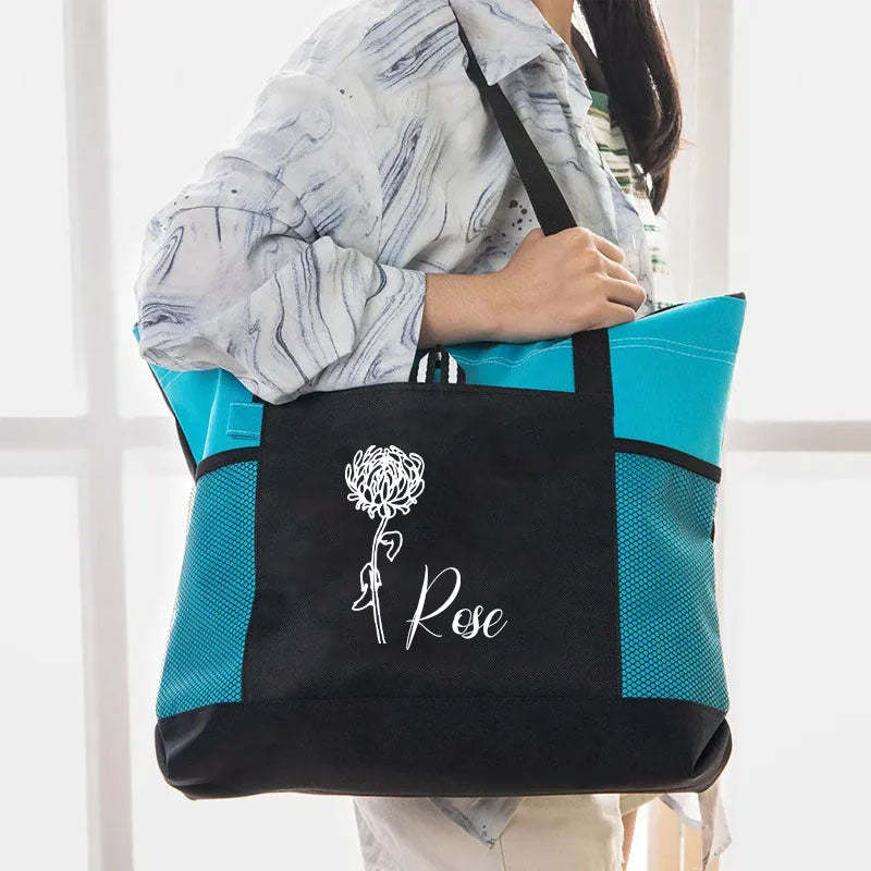 Personalisierte Tragetasche mit Geburtsblumen