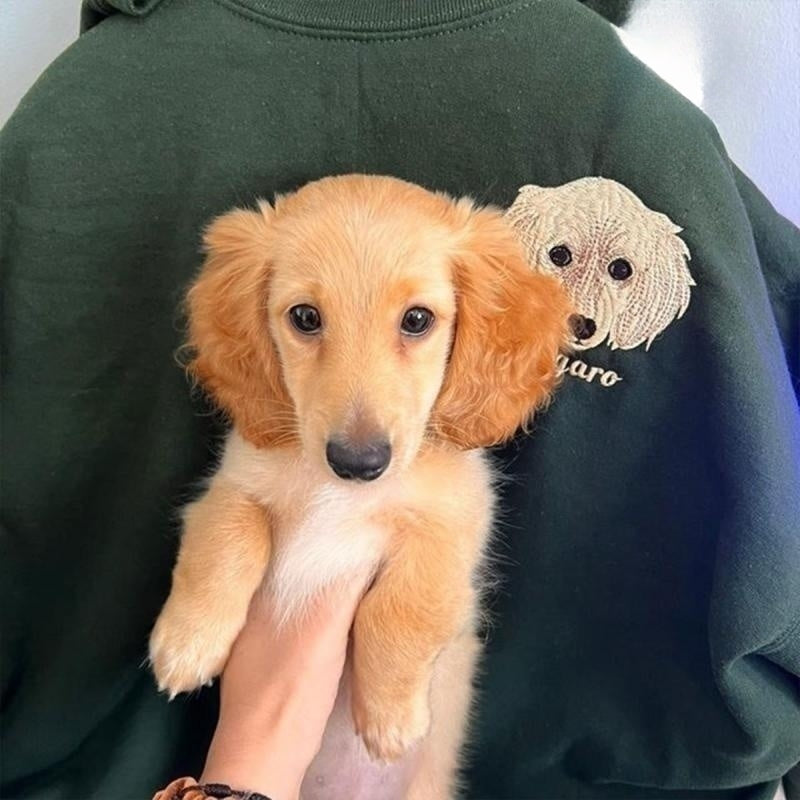 Personalized Pet Face and Name Embroidered Sweatshirt Hoodie