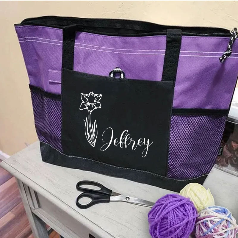 Personalisierte Tragetasche mit Geburtsblumen