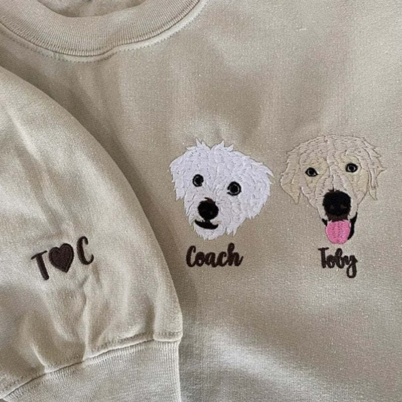 Personalized Pet Face and Name Embroidered Sweatshirt Hoodie