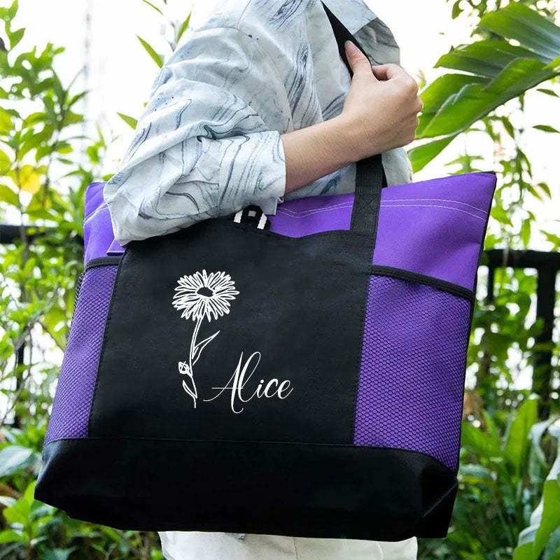Personalisierte Tragetasche mit Geburtsblumen