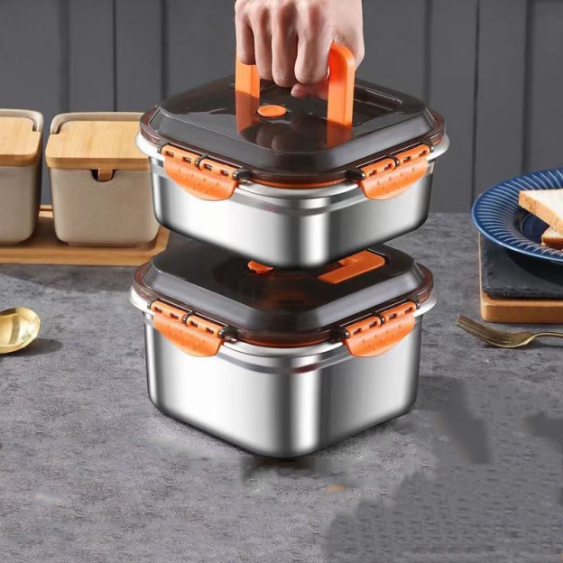 Thickened Stainless Steel Sealed Crisper Box with Handle