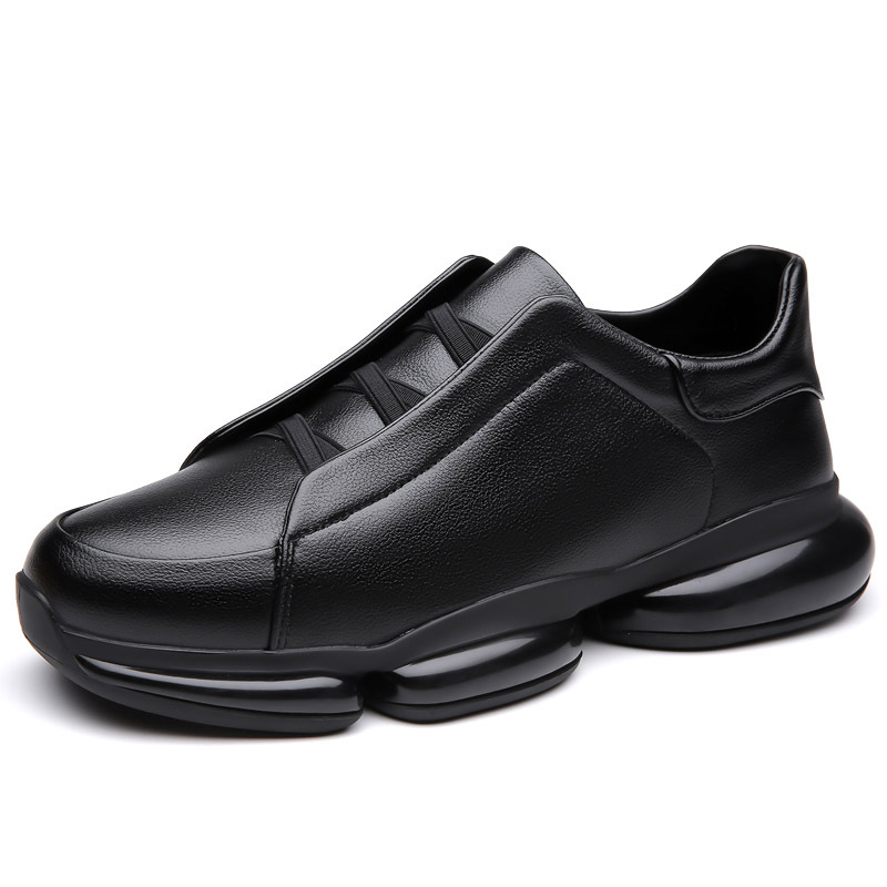 Air-cushioned height-increasing genuine leather casual shoes