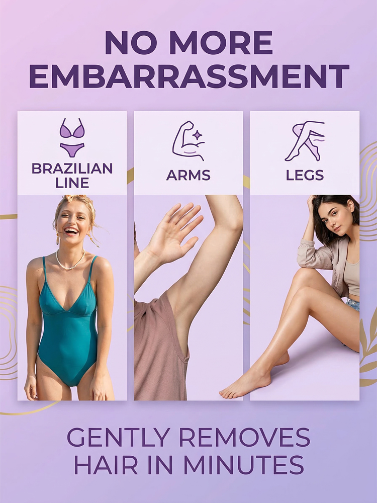 💫Long-lasting smooth hair removal cream, 97% non-irritating and leaves no dark spots, 2-in-1 hair removal and skin care