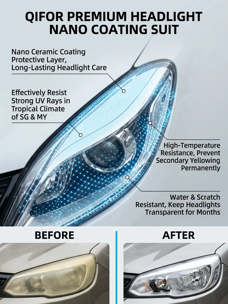 【🚗Buy One Get One Free】Car Headlight Cleaning and Refurbishing Spray🔦 Removes yellowing and brightens in seconds, two-step spray and wipe for a completely DIY experience