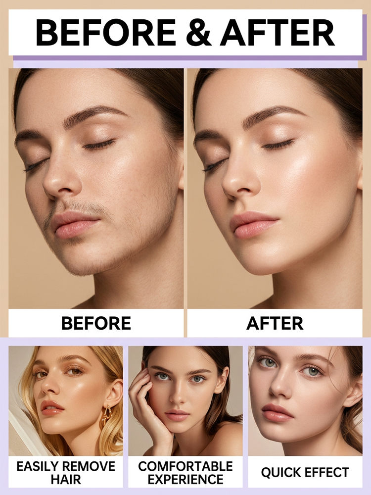 💫Long-lasting smooth hair removal cream, 97% non-irritating and leaves no dark spots, 2-in-1 hair removal and skin care