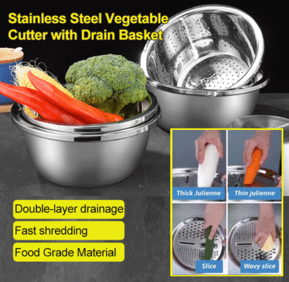 Stainless Steel Vegetable Cutter with Drain Basket