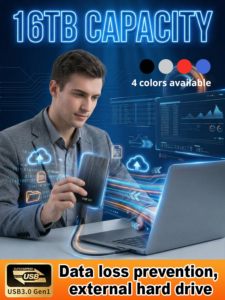 🚀16TB Ultra-Large Capacity Portable Hard Drive, Compatible with Computers, Mobile Phones, and Game Consoles