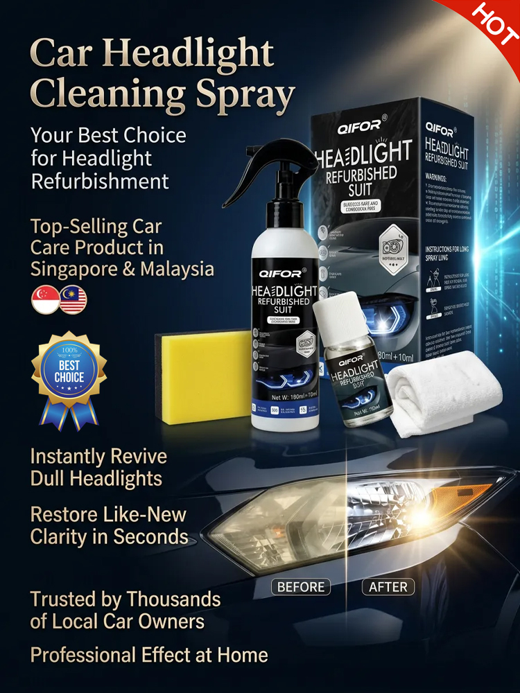 【🚗Buy One Get One Free】Car Headlight Cleaning and Refurbishing Spray🔦 Removes yellowing and brightens in seconds, two-step spray and wipe for a completely DIY experience