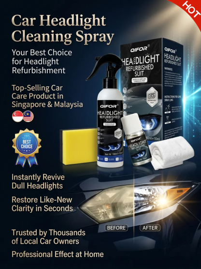 【🚗Buy One Get One Free】Car Headlight Cleaning and Refurbishing Spray🔦 Removes yellowing and brightens in seconds, two-step spray and wipe for a completely DIY experience