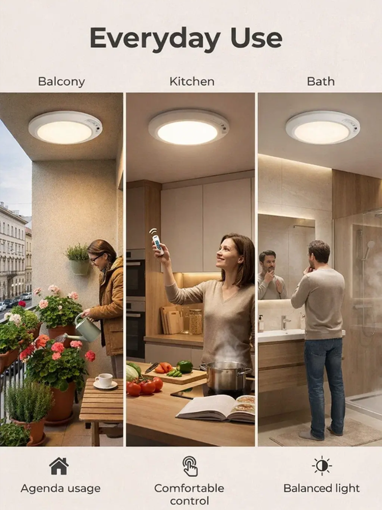 💡Magnetic Wireless Smart Sensor Ceiling Light✨ Versatile for Kitchens and Bathrooms, Adjustable Brightness and Color Temperature
