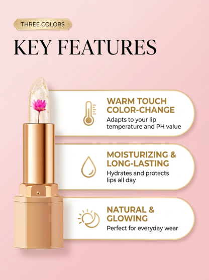 💄Crystal Gold Foil Temperature-Sensitive Color-Changing Lipstick! A unique shade for every person, 98% moisturizing and non-drying, creating a natural lip look.