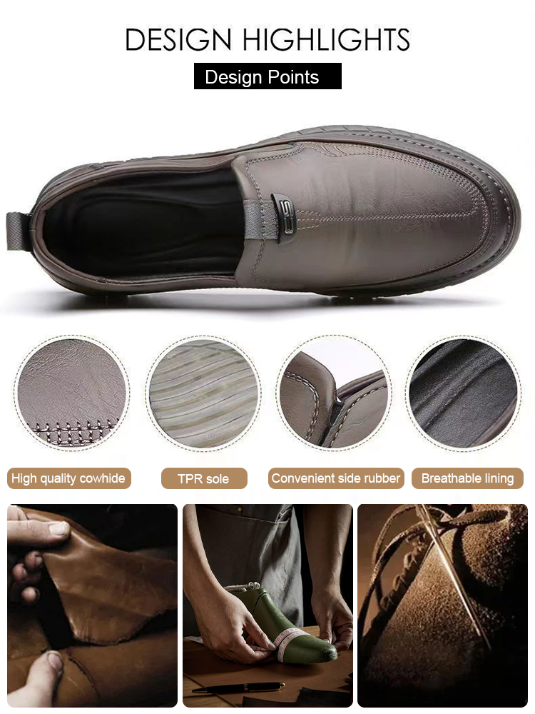 Slip-on casual leather shoes