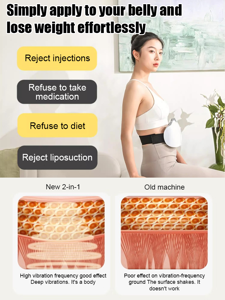 💆‍♀️🌀 High-Frequency Vibration Abdominal Massager｜🤲 Two-way kneading + 🌀 High-frequency vibration · 🎚️ 3 intensity levels · 📐 140° fit · ✨ Aids in shaping